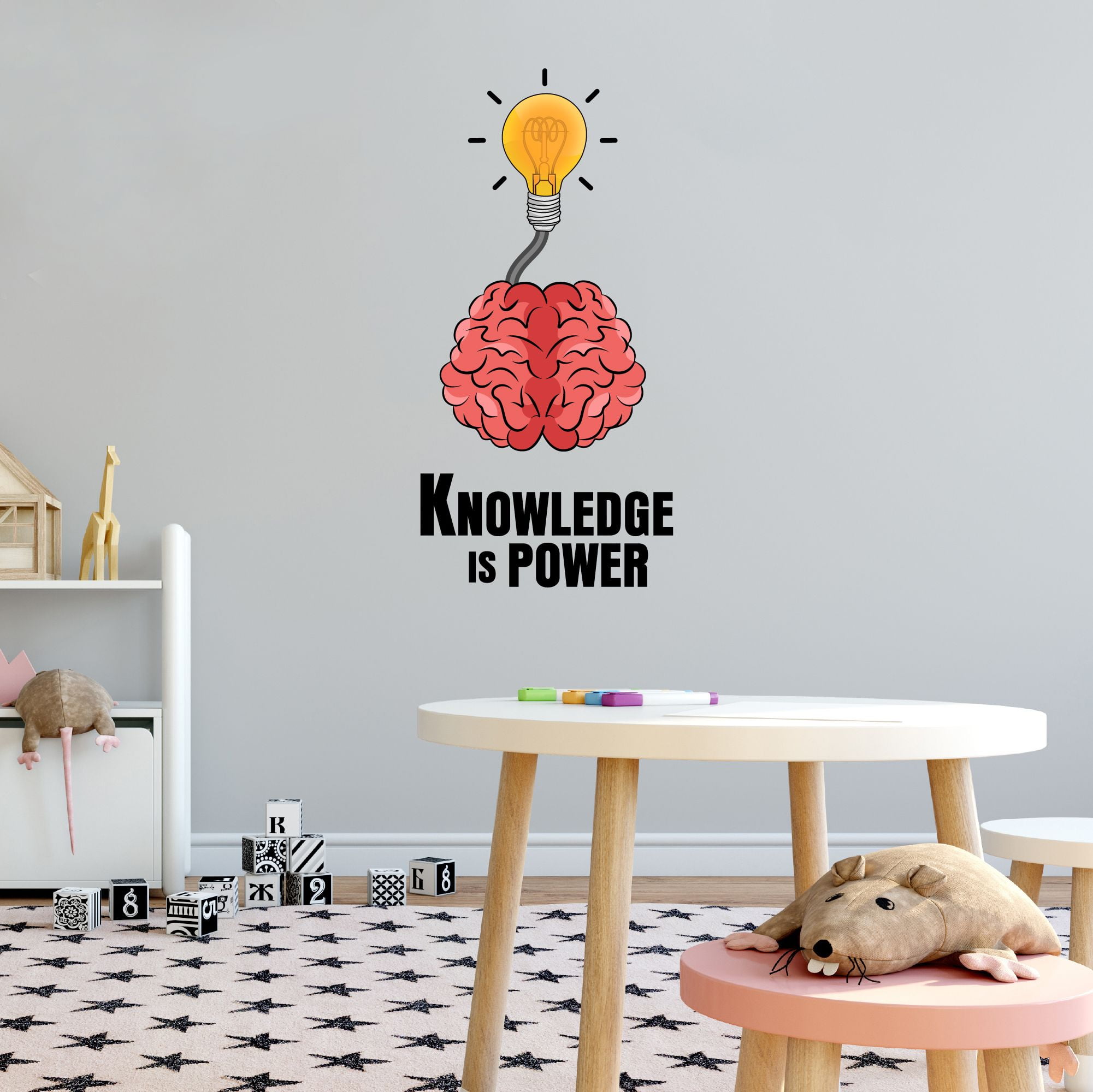 Home Wall Decal - Knowledge is Power - Lively Quote Design Cartoon ...