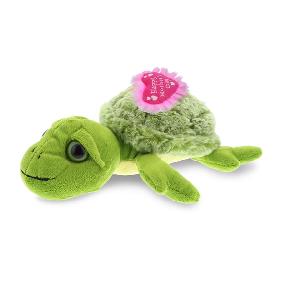 DolliBu Happy Mother's Day Super Soft Plush Green Sea Turtle Figure - Cute Stuffed Animal with Pink Heart Message for Best Mommy, Grandma, Wife, Daughter - Cute Sea Life Plush Toy Gift - 9" Inches