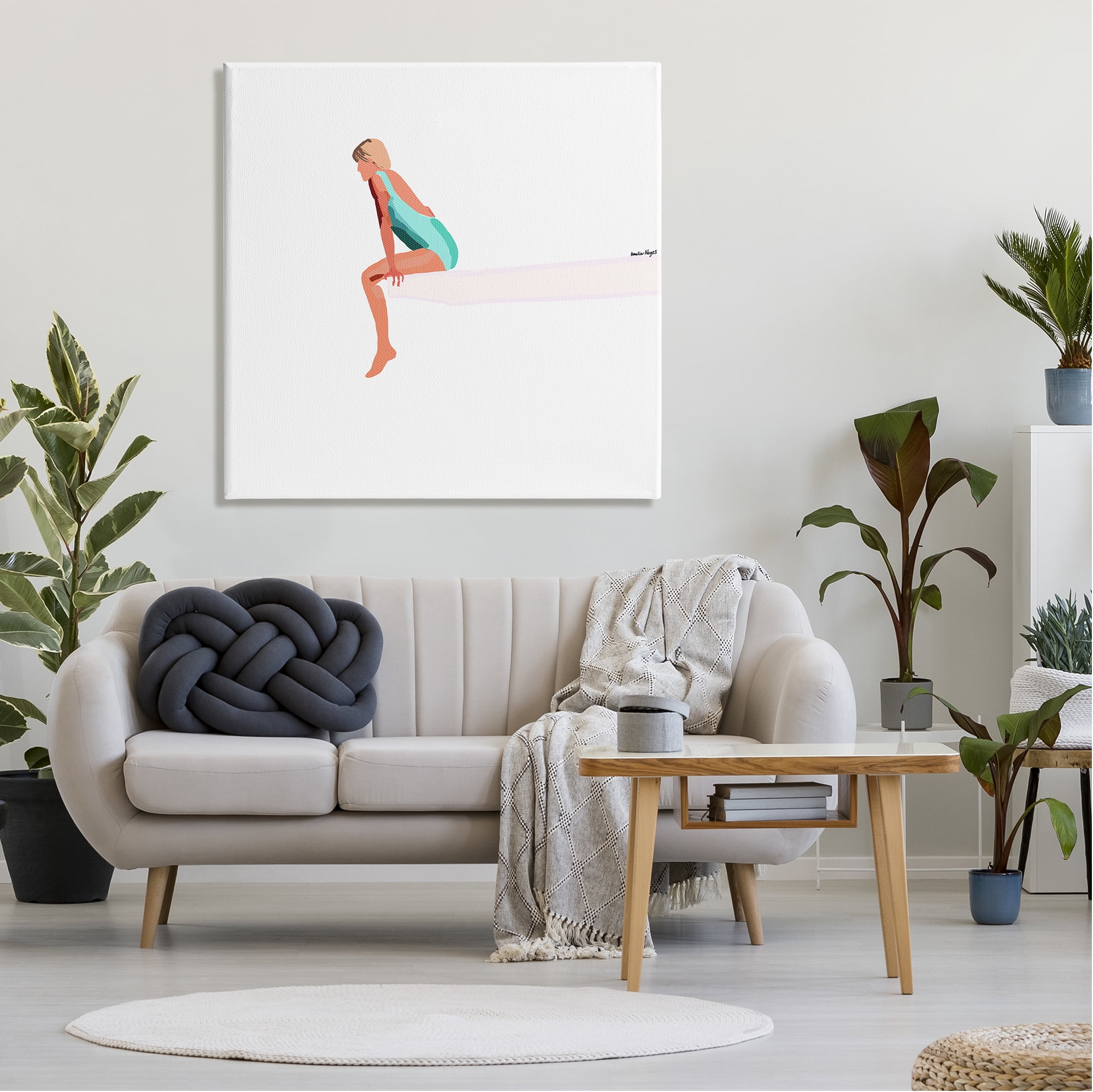 Stupell Industries Woman Sitting Diving Board Summer Beach Pool Graphic Art Gallery Wrapped Canvas Print Wall Art, Design by Amelia Noyes