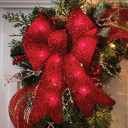 holiday time christmas decor indoor outdoor lighted red tinsel bows 2 pack - Lighted Christmas Decorations Indoor holiday time christmas decor indoor outdoor lighted red tinsel bows 2 pack - Lighted Christmas Decorations Indoor