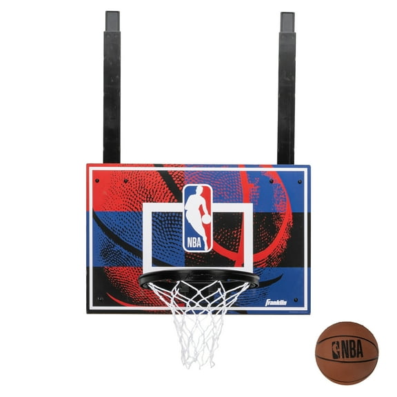 Franklin Sports NBA Grow-With-Me Basketball Hoop - Mini Indoor Hoop - Over the Door Hoop - Adjustable Height - Perfect for Growing Athletes - Includes Ball & Pump with Needle