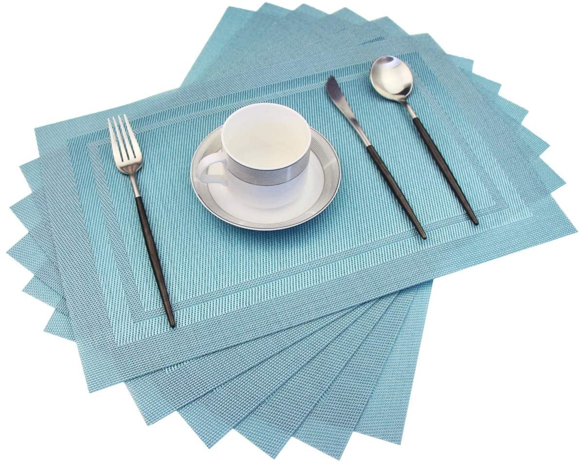 pigchcy Placemats, Heat Insulation Non Slip Plastic Placemats, Washable Easy  to Clean Woven Vinyl Kitchen Stain Resistant Placemats for Dining Table Set  of 6 (Sky Blue) - Walmart.com