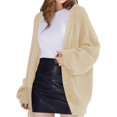 thumbnail image 3 of Cárdigan de Punto Grueso para Mujer, Larga, Cuello en V, Botones, con Bolsillo, para Otoño e Invierno Caqui M, 3 of 8