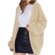 thumbnail image 3 of Cárdigan de Punto Grueso para Mujer, Larga, Cuello en V, Botones, con Bolsillo, para Otoño e Invierno Caqui XXXL, 3 of 8