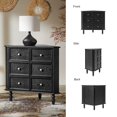 thumbnail image 6 of 2-Door Wooden Storage Sideboard with Faux Six-Drawer Design Spindle Legs for Living Room Black, 6 of 10