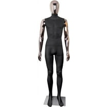 SHAREWIN Male Mannequin Dress Form Black Full Body Maniquine Model Stand Adjustable 73 inch Faceless Plastic Detachable Manequins Stand Metal Base Metal Connector, Rose Gold Head and Hands