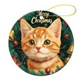 thumbnail image 3 of Ceramics Ornaments Orange Cat 3" Circle Ceramic Ornament Christmas Holiday Xmas Trees Decorations Keepsake Gifts Holiday Present, 3 of 5