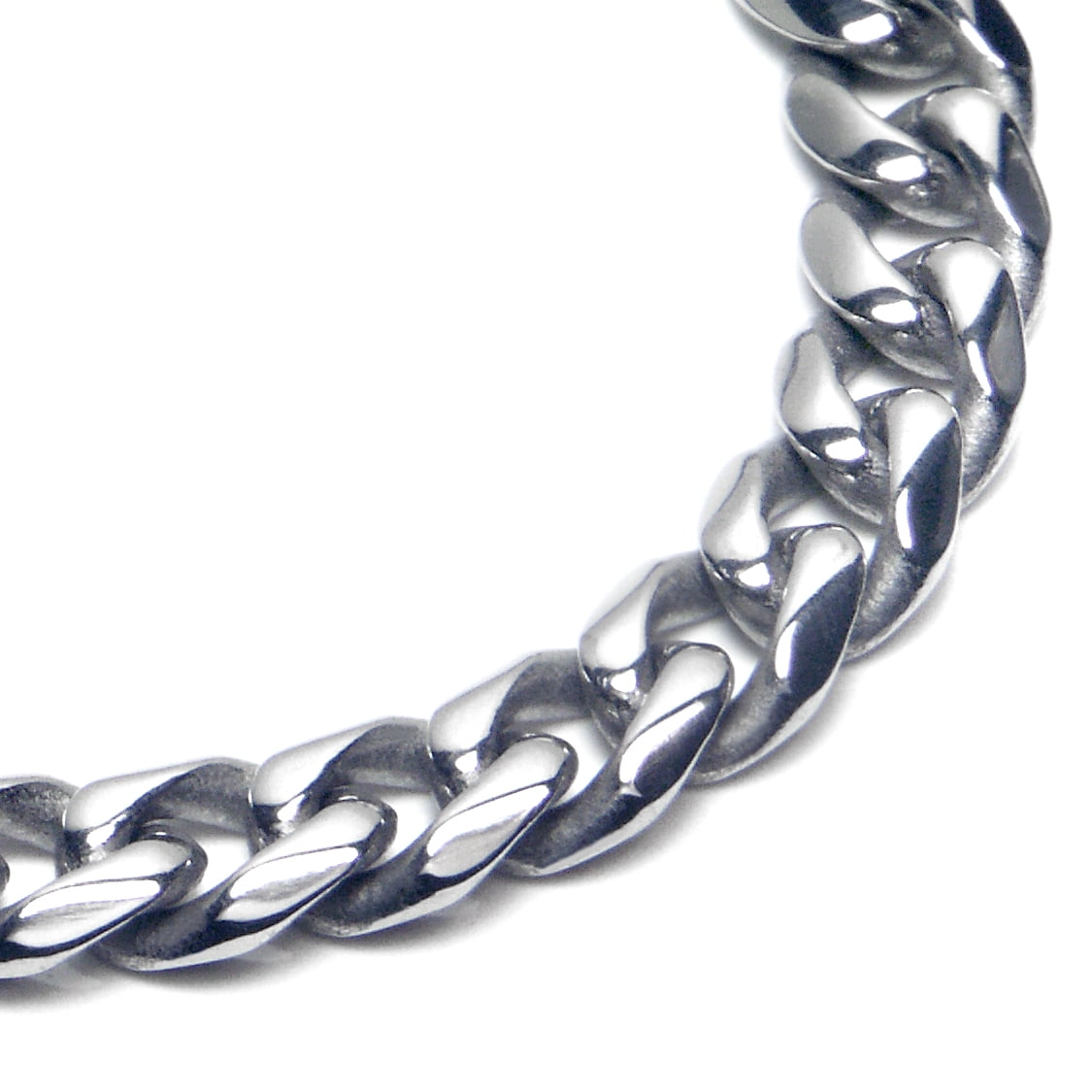 Titanium Kay Solid Titanium 7MM Curb High Polish Finish Chrome Color Men's Link Bracelet 8.5"