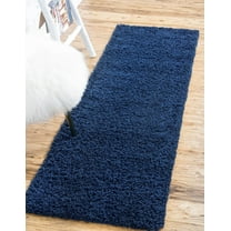 Rugs.com Solid Shag Collection Rug – 10 Ft Runner Sapphire Blue Shag Rug Perfect For Hallways, Entryways