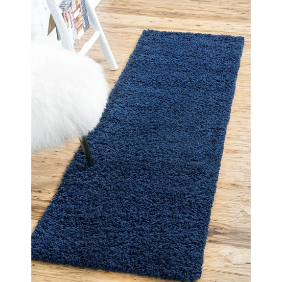 Rugs.com Solid Shag Collection Rug – 13 Ft Runner Sapphire Blue Shag Rug Perfect For Hallways, Entryways
