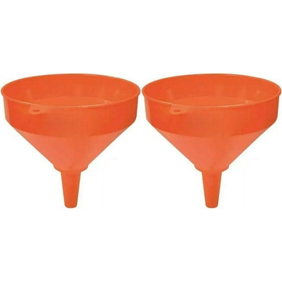 2 PK 10" Jumbo Large Plastic Funnel for Kitchen, Car, Automotive Use - Oil Funnel for Gas, Car Oil, Lubricants and Fluids