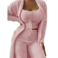 thumbnail image 1 of LUXUR Women Open Front Fuzzy 3 Piece Sweatsuit Warm Sleep Lounge Sets Pink M, 1 of 2