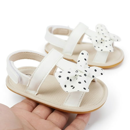 

kpoplk Toddler Sandals Infant Girls Open Toe Bowknot Shoes First Walkers Shoes Summer Toddler Flat Cute Shoes For Teen Girls(White)