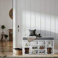 thumbnail image 6 of Ivinta Shoe Storage Bench with Cushion and 10 Cubbies, Shoe Rack Organizer Bench with Adjustable Shelves for Living Room, 6 of 8
