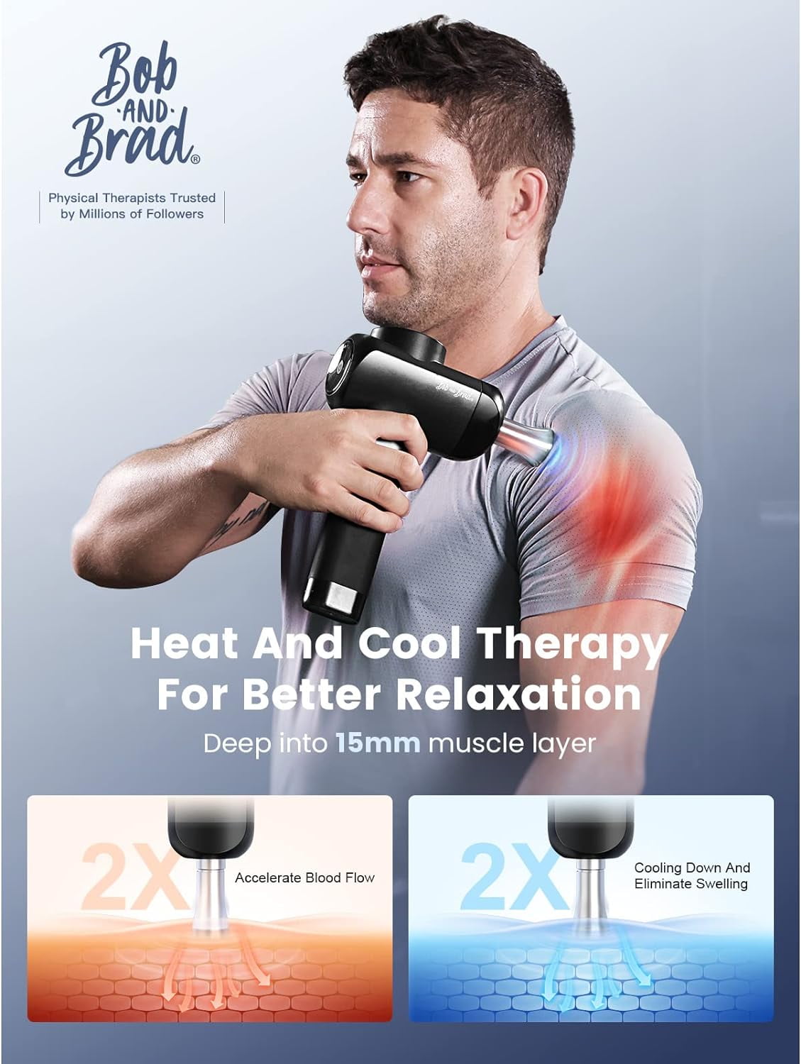 BOB AND BRAD X6 Pro Massage Gun Deep Tissue Percussion with Metal Head for Cold or Heat Therapy, Professional Muscle Massage Gun for Athlete Pain Relief, Electric Massager Gun-FSA and HSA Eligible