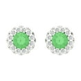 thumbnail image 3 of Clara Pucci 1.18 ct Brilliant Round Cut Halo Studs VVS1 Genuine Conflict free Green Zircon Solid 18K White Gold Designer Everyday Earrings Screw back, 3 of 5