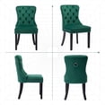 thumbnail image 2 of Westice Dining Chair Set of 6, Velvet Wingback Tufted Chairs for Dining Room with Nailhead Rivet Trim Design Pull Ring on Backrest Wood Legs for Kitchen, Green, 2 of 9