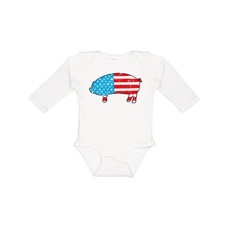

Inktastic Patriotic Pig Gift Baby Boy or Baby Girl Long Sleeve Bodysuit