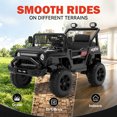 thumbnail image 4 of Xuanlur 12V Kids Ride on Car with Remote Control, Ride on Toys w/ Dual Drive, Four-Wheel Suspension, Bluetooth Music, LED Lights, USB, Shock Absorption, Toys Car for Kids Aged, Black, 4 of 7
