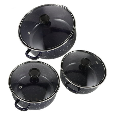 WHAMVOX Stock Pot with Lid Mini Soup Pot Three-piece Set .00X20.00X10.00CM Blue