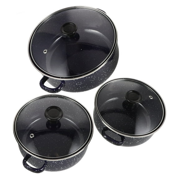 WHAMVOX Stock Pot with Lid Mini Soup Pot Three-piece Set .00X20.00X10.00CM Blue