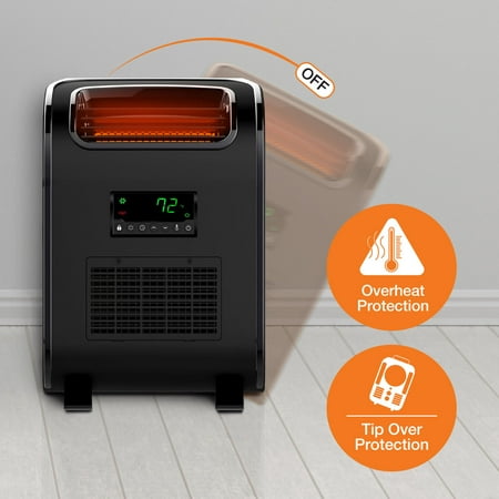 Lifesmart - 3 Element Slim-Line Infrared Heater with Front Air Intake and UV Light - black