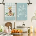 thumbnail image 1 of Qaailabf Easter Bunny Plaid Kitchen Towels, Set of 2, Decorative Hand Dish Cloths, Blue Multicolor, 16.93x25.98 in, Soft Polyester, Spring Holiday Decor, Absorbent Cleaning Cloths, 1 of 7