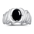 thumbnail image 1 of RYLOS Bagues pour Femmes Bague en Argent Sterling Solitaire 9X7MM Pierre Précieuse Ovale avec Bande Finition Satin Cabochon d'Octobre Onyx Bijoux Taille 5, 1 of 7