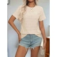 thumbnail image 5 of Women'S Tops Casual Scoop Neck Short Sleeve Eyelet Embroidered Hollow Out Blouses Shirts Apricot S, 5 of 9