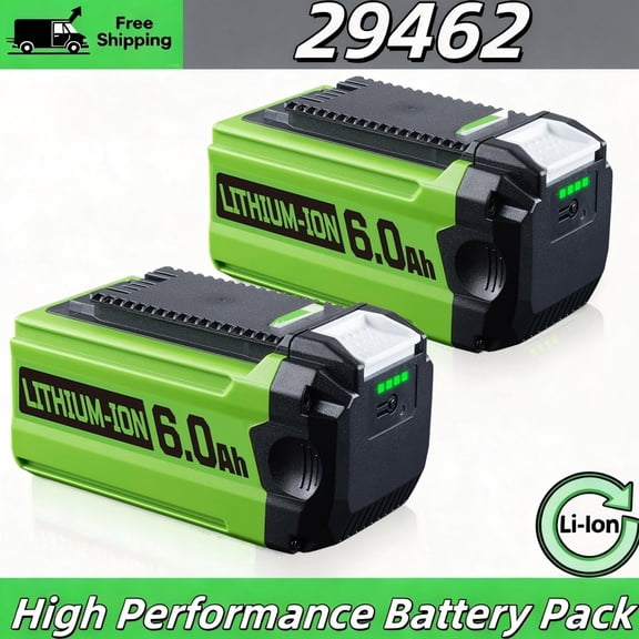 2Pack 40V 6.0Ah For Greenworks G-MAX 40Volt Lithium Battery 29472 29462 29252 20672