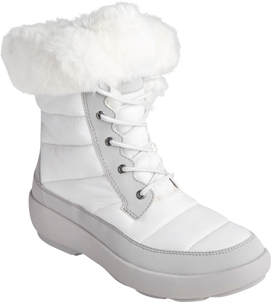 White/Grey sperrySperry Women's Bearing PlushWave Boots Nylon Snow 9.5 