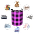 thumbnail image 6 of Fotbe Purple Black Buffalo Plaid Laundry Basket with Handles, Waterproof Large Laundry Hamper, Wash Bag for Corner Dorm, Rolling Laundry Basket with Handles-Small, 6 of 8