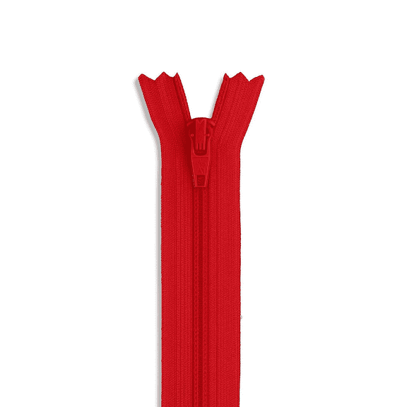 12" #3 Nylon Coil Zipper Non-Separating Closed End - Red - for Pants, Skirts, Dresses, Bags, Upholstery