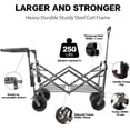 thumbnail image 4 of Noaman 140L Collapsible Wagon with Removable Canopy, Foldable All-Terrain Utility Cart with Brakes, Telescopic Handle & Cooler Bag, 220lbs Capacity, Gray, 4 of 7