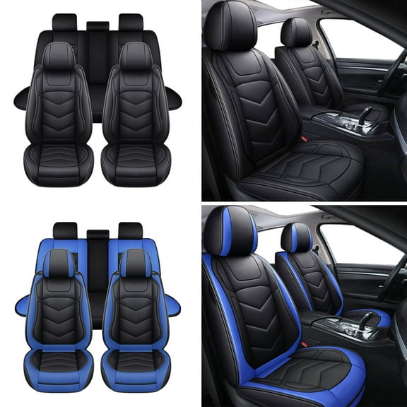 Car Seat Cover Fit for Ford Bronco Sport 2021-2025, PU Leather 5-Seat Cushion Protector for Escape EcoSport Edge Focus Black