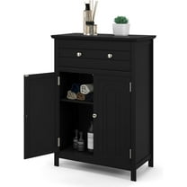 MAT EXPERT Small Bathroom Storage Cabinet with 1 Drawer, 2 Doors & Adjustable Shelf, Freestanding Organizer and Storage Stand for Kitchen (Black)