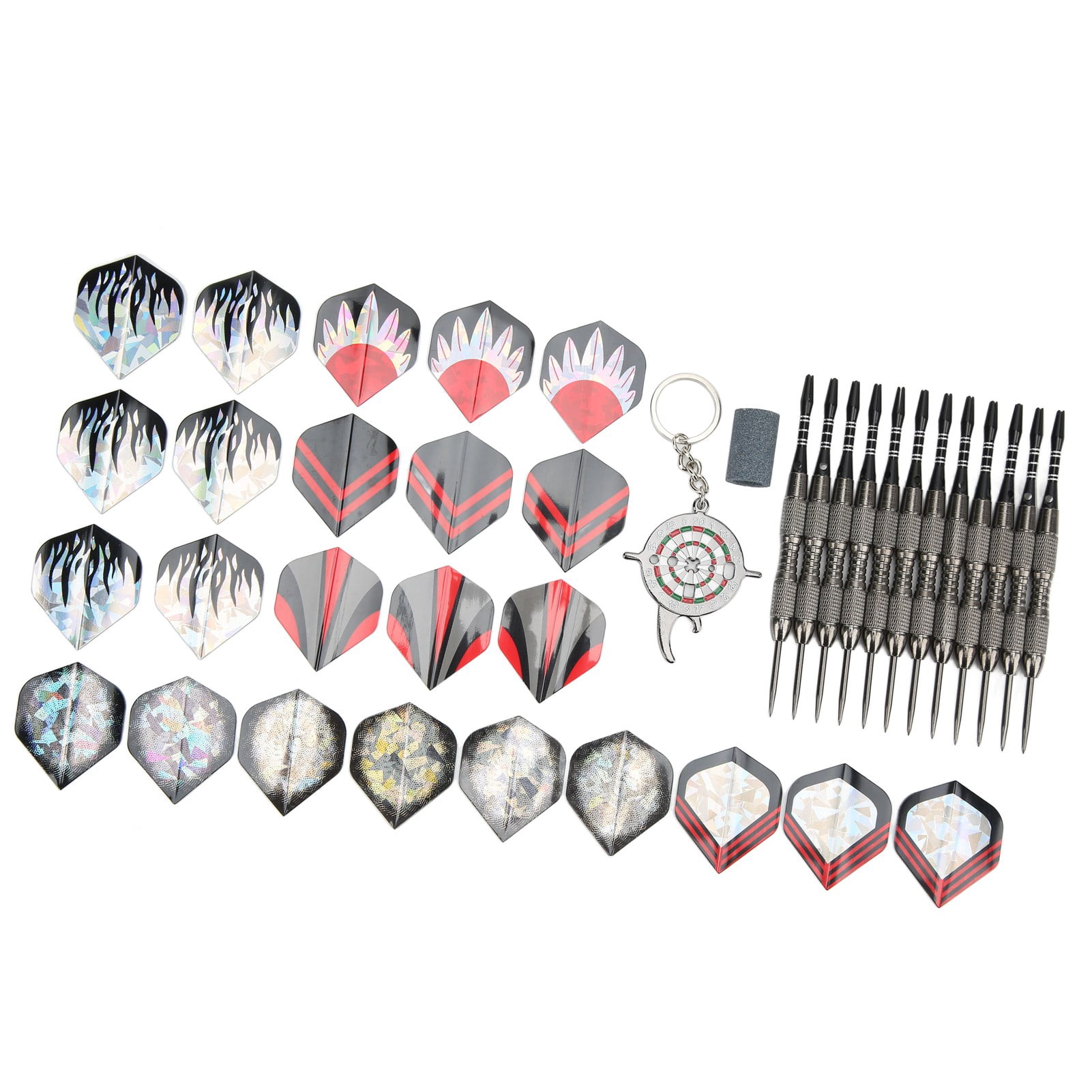 M Buder Professional 12Pcs Dart Set Stainless Steel Tip Darts Kit Anti Fall Competitive Entertaining Metal Hard Tip Darts for Beginners and Pro Players