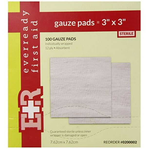 ever ready first aid sterile gauze pads, 3x3, 100/box