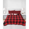 thumbnail image 3 of Red Black Buffalo Plaid Twin Size Down Alternative Comforter, Lightweight Comforter Quilt Bedding Set with Pillow Shams Black Red Checkered All Seasons Bed Comforter Duvet Insert 68"x86", 3 of 7