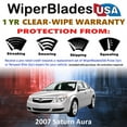 thumbnail image 2 of 2007 Saturn Aura Beam Wiper Blades Wipers w/1yr Warranty (Set of 2) (WiperBladesUSA), 2 of 5