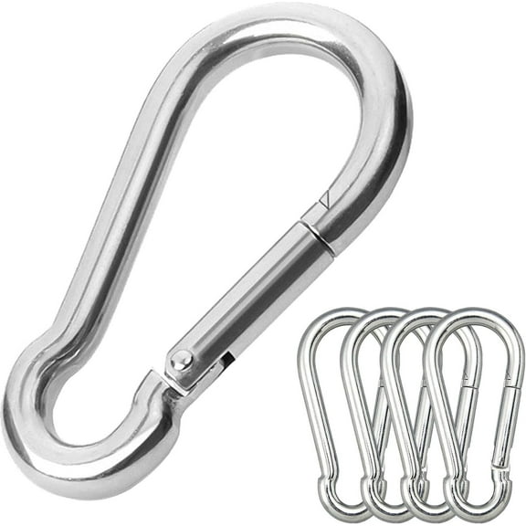 EP 5PCS 3.15in Large Carabiner Clip, Stainless Steel Carabiner Heavy Duty, Spring Snap Hook, Locking Climbing Caribiners Clips for Gym, Plant Hanging, Outdoor Camping, Hiking. 600 lbs