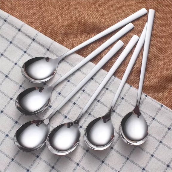 WEIKE 6 pcs stainless steel table spoons, long handle thickened spoons, home, kitchen, restaurant