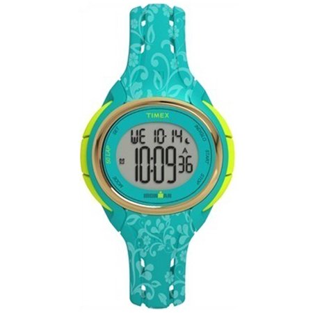 Timex Women's Ironman Sleek 50 Floral Mid-Size Watch, Blue Resin Strap