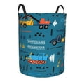 thumbnail image 2 of Xecao Construction Trucks Print Laundry Hamper Basket,designed for Blanket Storage and Nursery Clothes in the Bedroom, 2 of 8