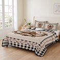 thumbnail image 2 of King Quilt Set 96''x106'', Farmhouse Lightweight Bedspread Coverlet Set with 2 Pillow Shams, Country Star Berry Plaid Lodge Grey Brown Breathable All Season Quilt Bedding for Bedroom/Guest Room, 2 of 9
