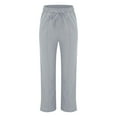 thumbnail image 3 of WULMLEO Women's Cotton Linen Pants,Summer Casual Loose Lightweight Straight Leg Pant with Pockets Gray XL, 3 of 7