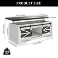 thumbnail image 2 of 47.2 Inch Rustic Farmhouse Coffee Table with Pop Up Workstation, Sliding Barn Door Cabinet and Hidden Storage Compartment, Adjustable Shelf Center Console for Living Room Home Office Entryway, 2 of 8