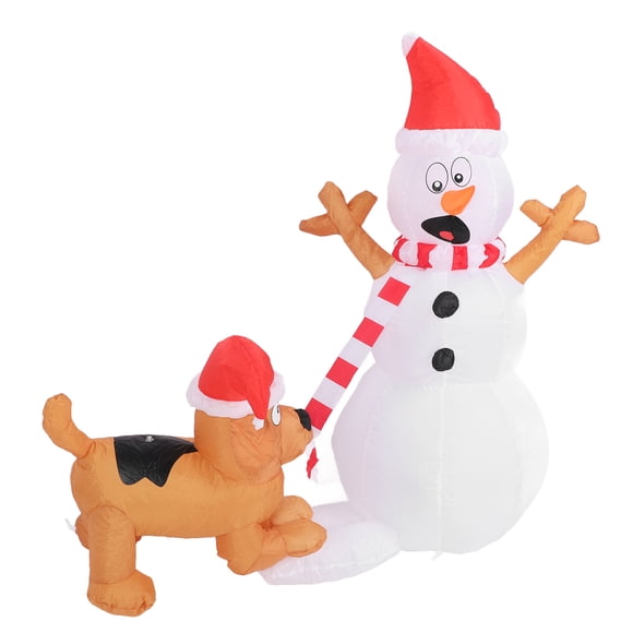 Muñeco De Nieve Inflable Con Perro Mordido, Decoración Navideña Alta Con Luces LED, Decoración Navideña Para Jardín, Patio, Fiesta, Césped