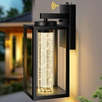 VIANIS Large Exterior Lighting Fixtures, Black Outdoor Porch Lights for House, 10W LED Modern for Patio with Crystal Bubble Glass Anti-Rust Outdoor Wall Sconce Lantern
