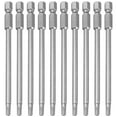 thumbnail image 3 of Paquete de 10 puntas de destornillador Torx T20 de 100 mm de longitud y vástago hexagonal de 1/4", color gris plateado., 3 of 5